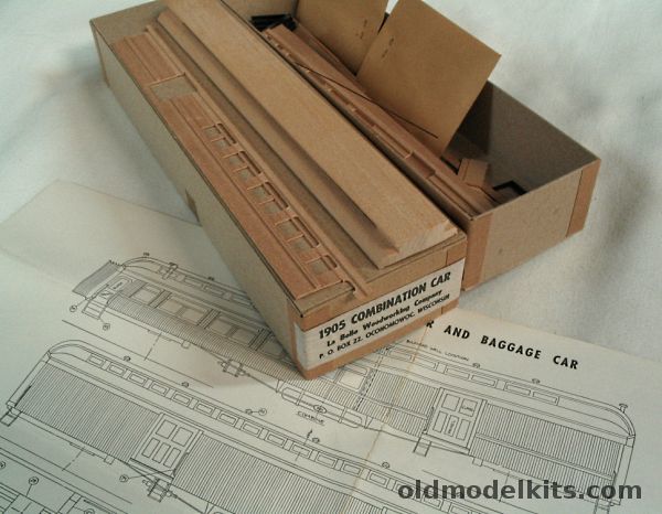 La Belle HO 1905 Wooden Combination (Combine) Car (Passenger and Baggage Car) - HO Scale Wood Kit plastic model kit